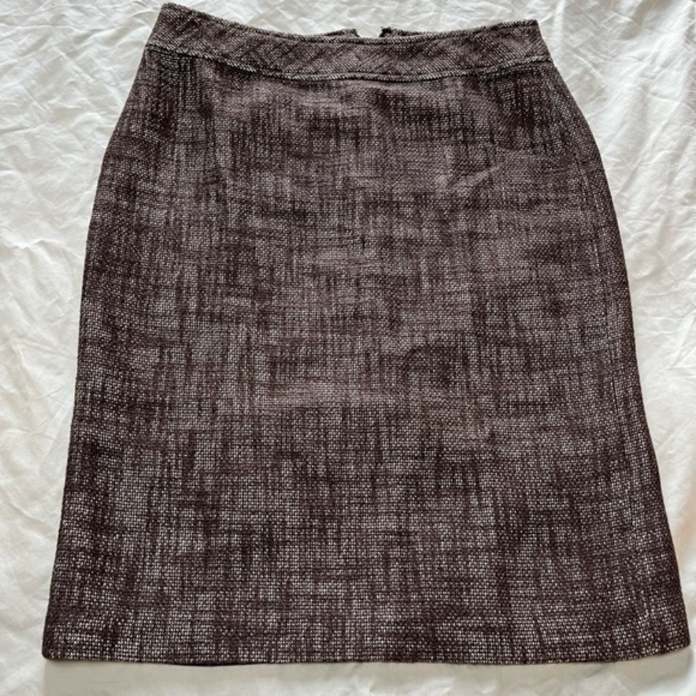 TALBOTS Brown & Cream Tweed Pencil Skirt size 4